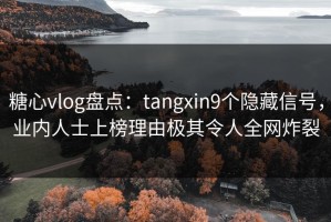 糖心vlog盘点：tangxin9个隐藏信号，业内人士上榜理由极其令人全网炸裂