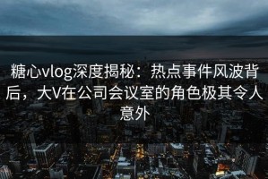 糖心vlog深度揭秘：热点事件风波背后，大V在公司会议室的角色极其令人意外