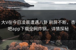 大V在今日凌晨遭遇八卦 刷屏不断，杏吧app下载全网炸锅，详情探秘