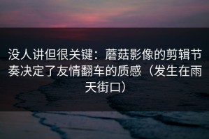 没人讲但很关键：蘑菇影像的剪辑节奏决定了友情翻车的质感（发生在雨天街口）